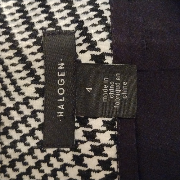 Halogen Bold Plaid Houndstooth Pant with Waist Tie Belt, Size 4, Black/White NWT - Picture 7 of 8
